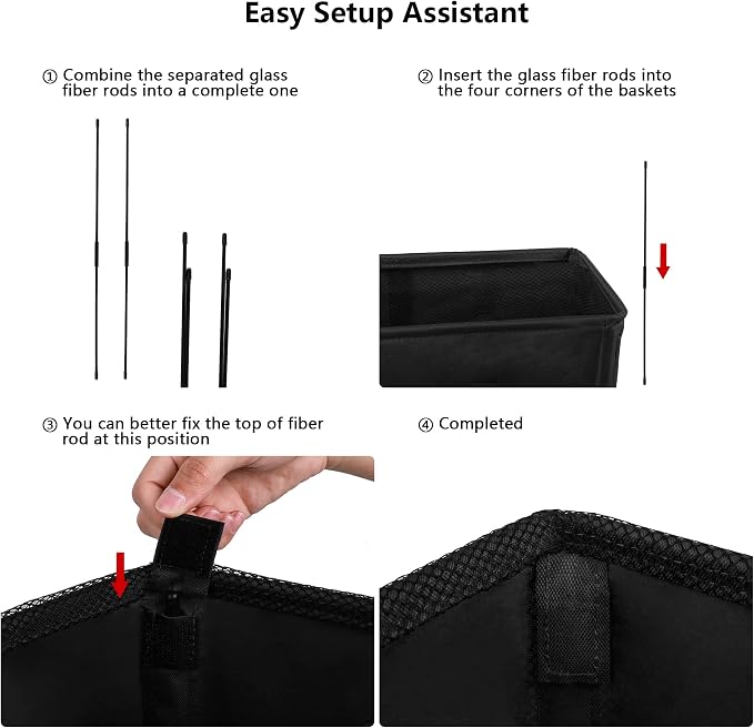 Odonata Slim Laundry Hamper Handles Collapsible Laundry Basket Thin Dirty Clothes Basket Narrow Laundry Bag Foldable Dirty Hamper 45L (Black) - Image 3
