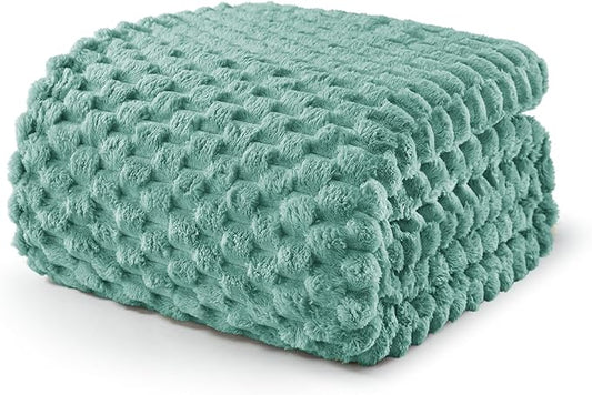 Exclusivo Mezcla Fleece Twin Blanket for Bed, Extra Large Fuzzy Celadon Bed Blankets, Soft Cozy Plush Sofa Throws for All Seasons, 60x80 Inches
