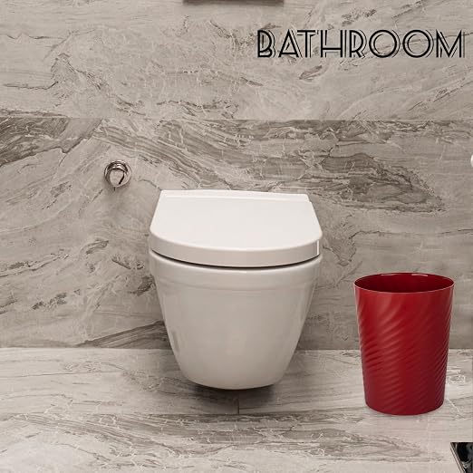 UUJOLY Plastic Small Trash Can Wastebasket, Garbage Container Basket for Bathrooms, Laundry Room, Kitchens, Offices, Kids Rooms, Dorms, (Red, 1.8 Gallon) - Image 2