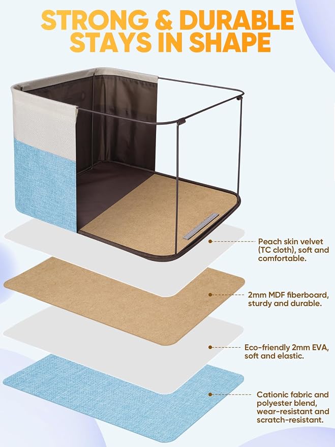 BALEINE 4 Pack Fabric Closet Storage Bins for Shelves, Linen Closet Organizers and Storage, Decorative Baskets for Organizing, Shelf, Clothes, Home, Office (Skyblue, 17''x13''x10.5'') - Image 3