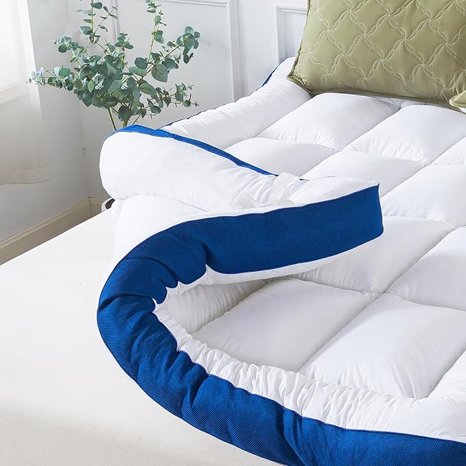 WhatsBedding 5 Inch Twin Mattress Topper for Back Pain Relief, Filled with Breathable & Soft Memory Foam Pillow Top,4 Elastic Straps