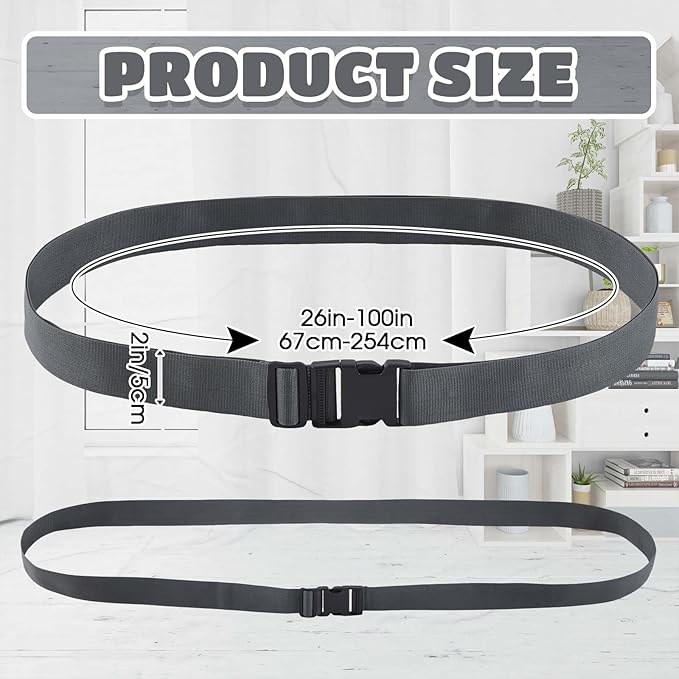2 Pcs 100" x 2" Mattress Topper Straps Adjustable Memory Foam Packing Straps with Buckles for Home Mattress Moving or Storage, Dark Grey