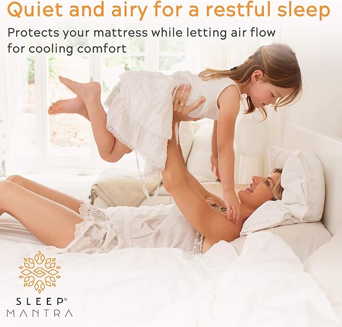 Sleep Mantra California King Adjustable Mattress Cover, White, Vinyl-Free 3D Air Fabric, Waterproof, Machine Washable