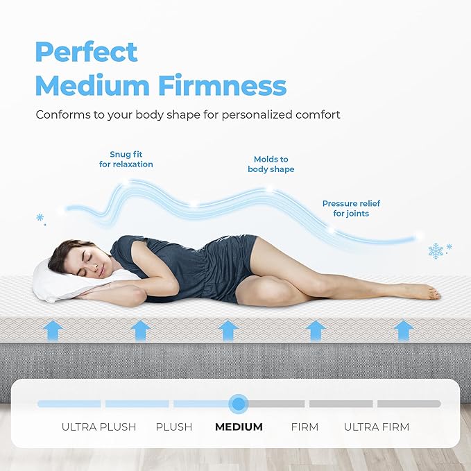Neo Sleep 10 Inch Queen Cooling Gel Memory Foam Medium Firm Mattress Cool Sleep Pressure Relief CertiPUR-US Certified Foam, Mattress-in-a-Box Kids and Adults No Fiberglass (Queen, 10 in)