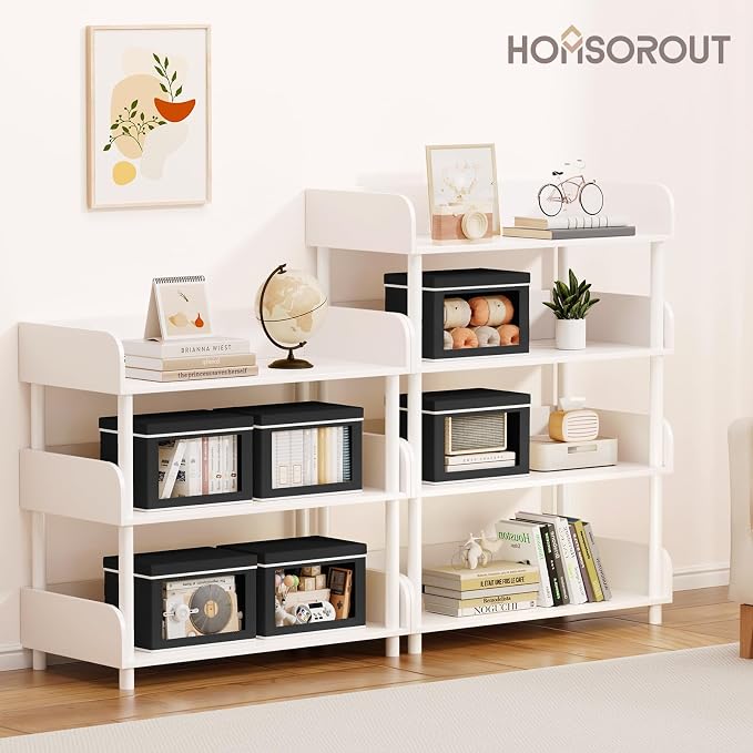 Homsorout Storage Bins with Lids - Small Fabric Organizers with Window, Collapsible Storage Bins for Clothes, Decorative Closet Organizers for Towels, Tshirt, 4 Pack, Black - Image 3