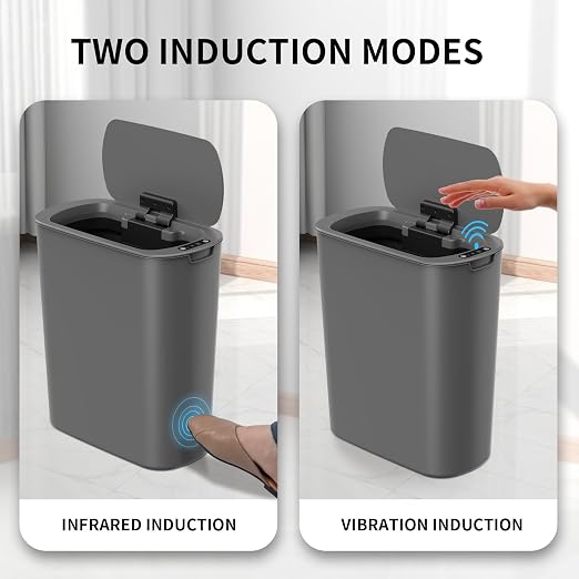 Cesun 5 Gallon Automatic Bathroom Trash Can, Touchless Motion Sensor Garbage Can with Lid, Smart Plastic Slim Wastebasket for Bathroom, Office, rv, Bedroom, Living Room, Grey - Image 8