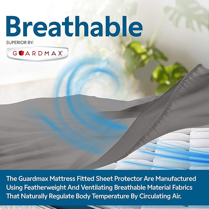 Guardmax Jersey Knitted Twin XL Size Mattress Protector - Waterproof & Dust Mite Proof Mattress Cover with Stretchable Pockets - Soft, Comfortable, & Noiseless Waterproof Fitted Sheet.(39 x 80 x 13)