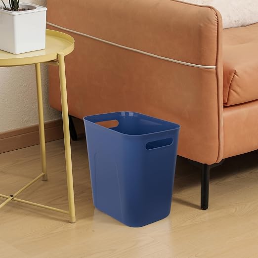 UUJOLY Plastic Small Trash Can Wastebasket, Garbage Container Basket for Bathrooms, Laundry Room, Kitchens, Offices, Kids Rooms, Dorms, 3.5 Gallon, Blue - Image 4