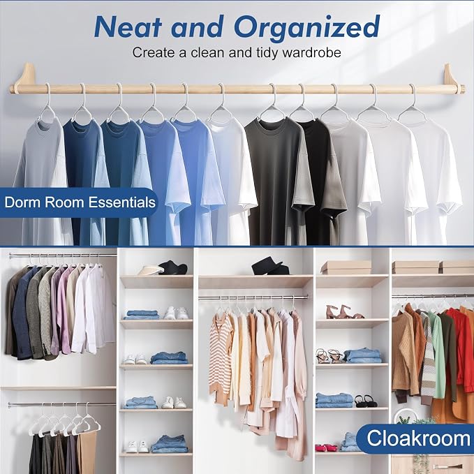 HOUSE DAY Plastic Hangers 50 Pack - White Clothes Hangers with Non-Slip Shoulder Grooves, Durable and Sturdy Coat Hanger, Space Saving Slim Design Perfect for Closet Organizers and Storage - Image 8