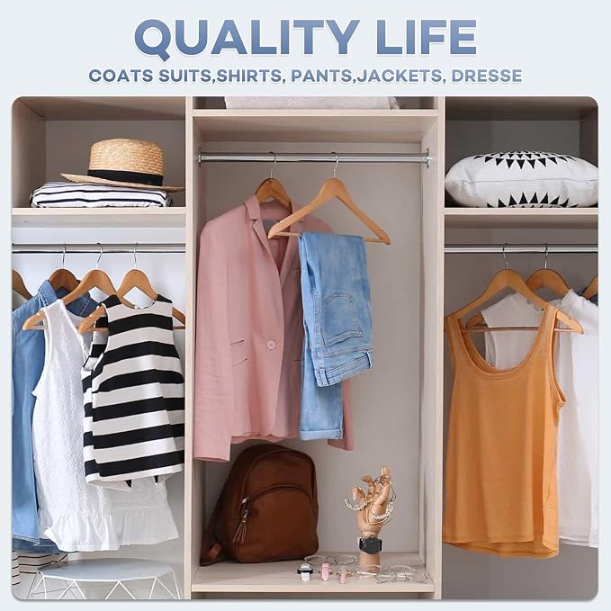 Wooden Hangers 30 Pack, Heavy Duty Wood Hangers for Coats, Suits, Jackets, Closet & Pants Durable Premium Wood Hangers with 360-Degree Rotatable Hook and Notches, Natural - Image 6