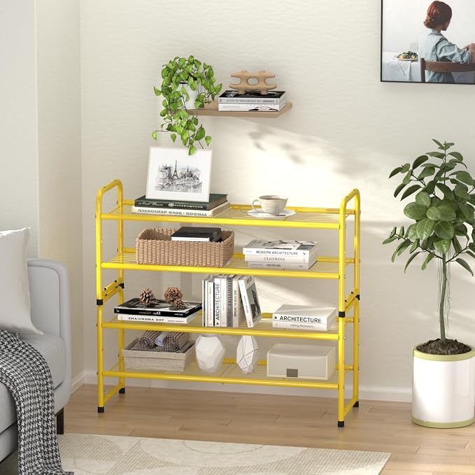SUFAUY 2-Tier 33" Wide Shoe Rack, Closet Metal Wire, Stackable, Gold - Image 5