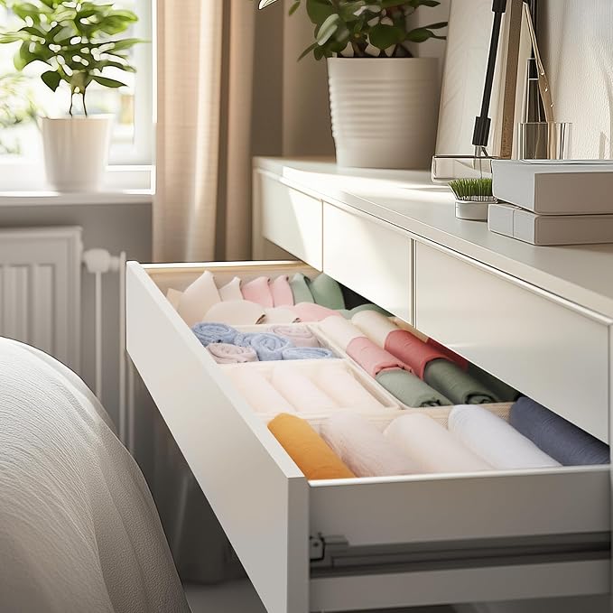 Criusia Drawer Organizer Clothes, 21 Pack Dresser Organizer for Baby Clothes, Underwear, Sock - Foldable Closet Organization and Storage Dividers Bins for Nursery, Bedroom (Beige) - Image 8