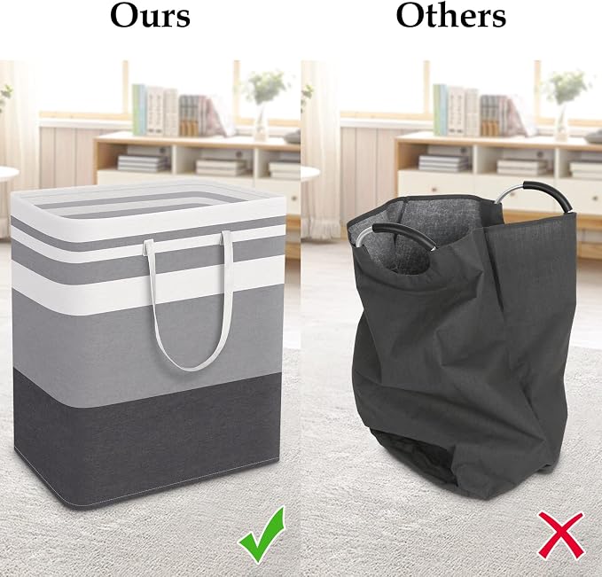 StorageRight Laundry Basket Hamper Large Collapsible Laundry Hamper with Easy Carry Handles，Freestanding Clothes Hampers for Laundry, Bedroom, Dorm, Clothes, Towels, 100L, Gradient Grey - Image 5