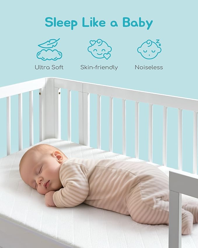 Viscose Derived from Bamboo Crib Mattress Protector, 100% Waterproof, Oeko-TEX Certified Baby Mattress Cover, for Standard Crib & Toddler Bed, Machine Washable & Dryer-Friendly, 52” x 28”