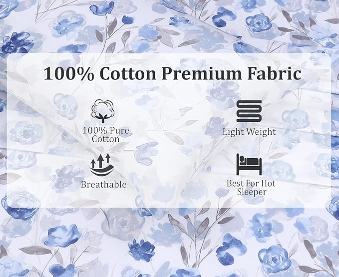 RUVANTI 100% Cotton Sheets – Twin XL Size Percale Bedding, Cooling & Breathable Floral Design, Durable with a Crisp, Soft & Comfortable Feel, 16" Deep Pocket, 3-Piece Set, Monotones