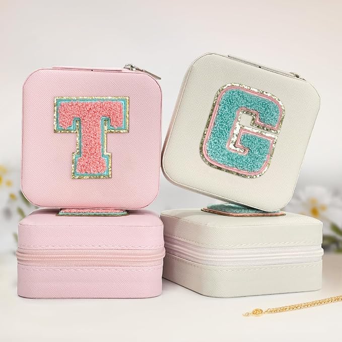SANDJEST Personalized Jewelry Box, Pink Travel Jewelry Box with Initial G, Small Monogrammed Jewelry Case Organizer for Girls Women Teen Kids, Mini Travel Essentials Gifts for Birthday Christmas - Image 4