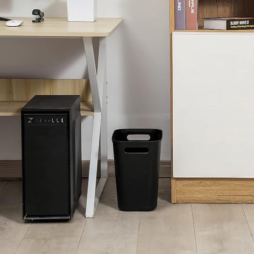 UUJOLY Plastic Small Trash Can Wastebasket, Garbage Container Basket for Bathrooms, Laundry Room, Kitchens, Offices, Kids Rooms, Dorms, 3.5 Gallon, Black, 3 Pack - Image 2