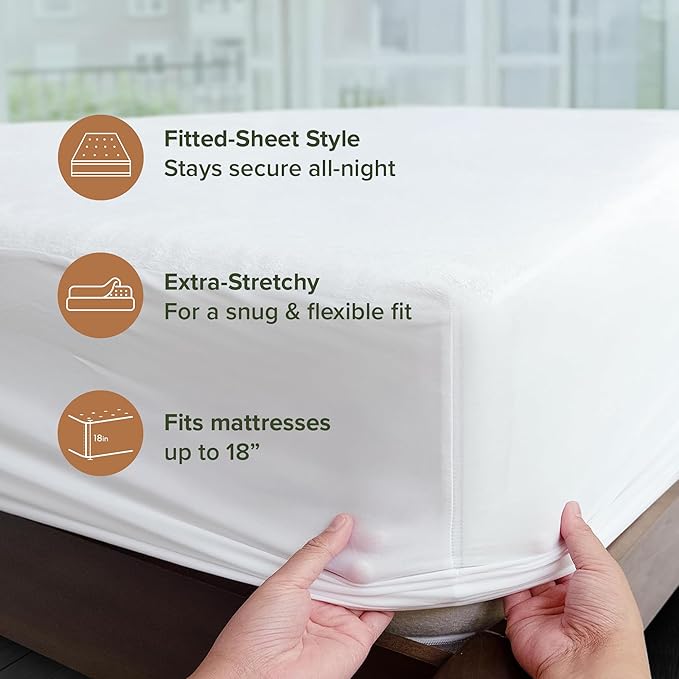 Beckham Hotel Collection Mattress Protector — Hotel-Grade Cotton Blend, Silent Waterproof Protection, Low-Profile Design That Preserves Mattress Feel, Twin XL