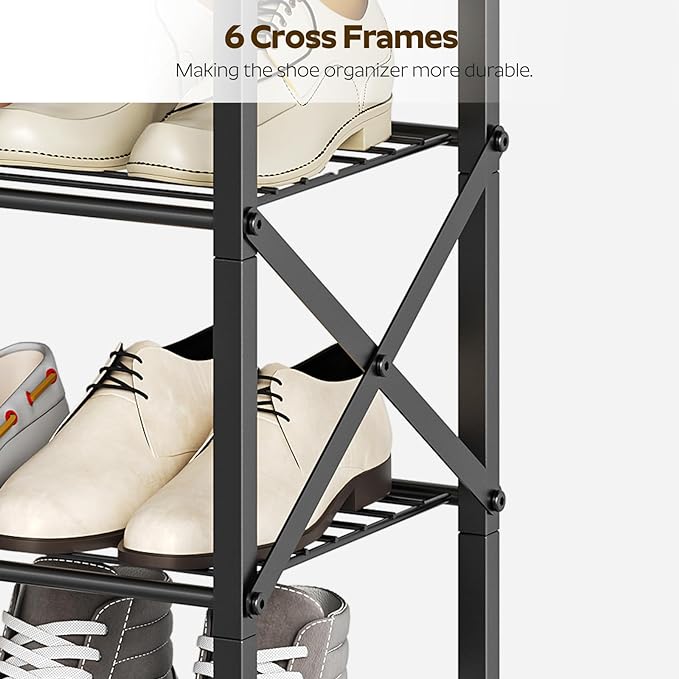 YATINEY 10 Tier Shoe Rack, Large Capacity Shoe Storage Organizer Holds 40 Pairs, Sturdy and Stable, for Entryway, Hallway, Closet, Dorm Room, Greige and Black SS10BG - Image 6