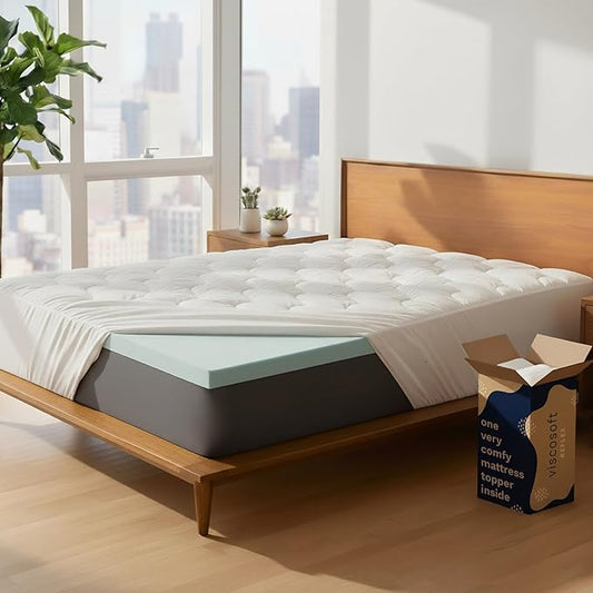ViscoSoft Memory Foam Mattress Topper Twin - 2 Inch Reflex Cooling Gel Mattress Pad - CertiPUR-US - Oeko TEX Certified