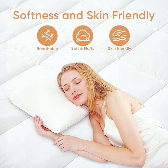 Memory Foam Mattress Topper King, 3 Inch Extra Thick Shredded Foam, 100% Cotton Mattress Pad Cover, Breathable & Skin-Friendly King Size Mattress Topper for Back Pain Relief