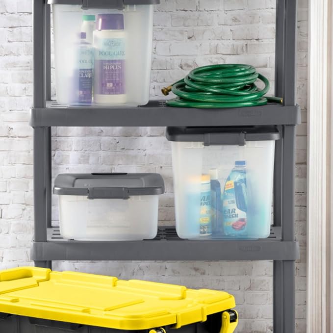 Sterilite 18-Pack Plastic Storage Bins w/ Lids, Shelf Totes Clear Containers, 25 Qt, Gray - Image 7