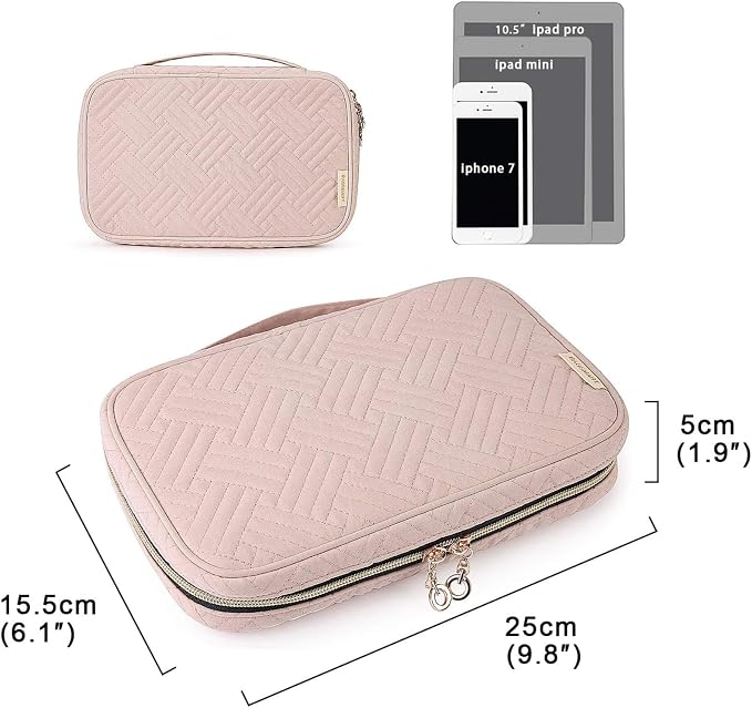 BAGSMART Jewelry Organizer Case Large Travel Jewelry Storage Bag for Necklace, Earrings, Rings, Bracelet, Soft Pink - Image 6