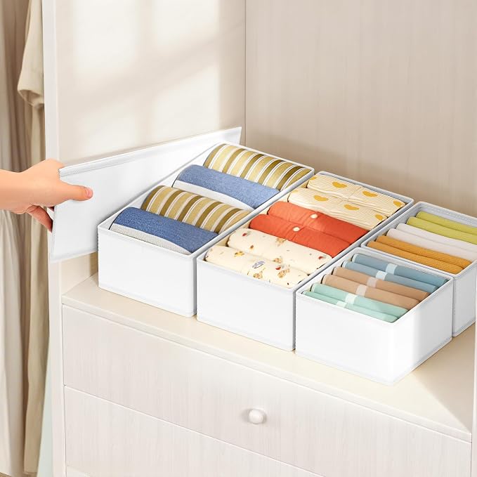 DIMJ Drawer Organizer Clothes Storage - 18 Pack Baby Dresser Organizer for Nursery, Foldable Drawer Dividers for Bedroom Closet Organization, Fabric Storage Bins for Socks, Underwears, Bras - Image 7