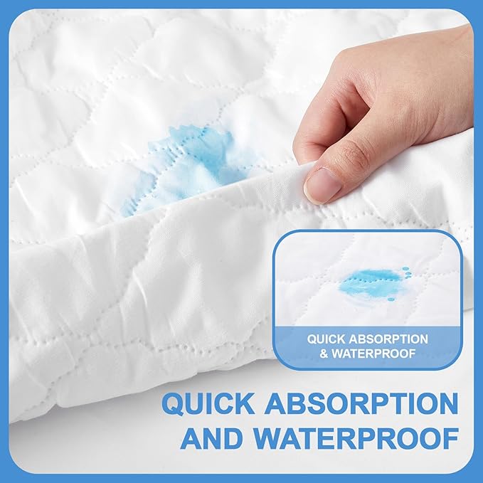 Peryiter Waterproof Queen Air Bed Mattress Pad with 15-24 Inch Deep Pockets, Brushed Queen Air Mattress Cover Pad Breathable Noiseless Protector for Camping, Guest Bed and Overnight Visitors