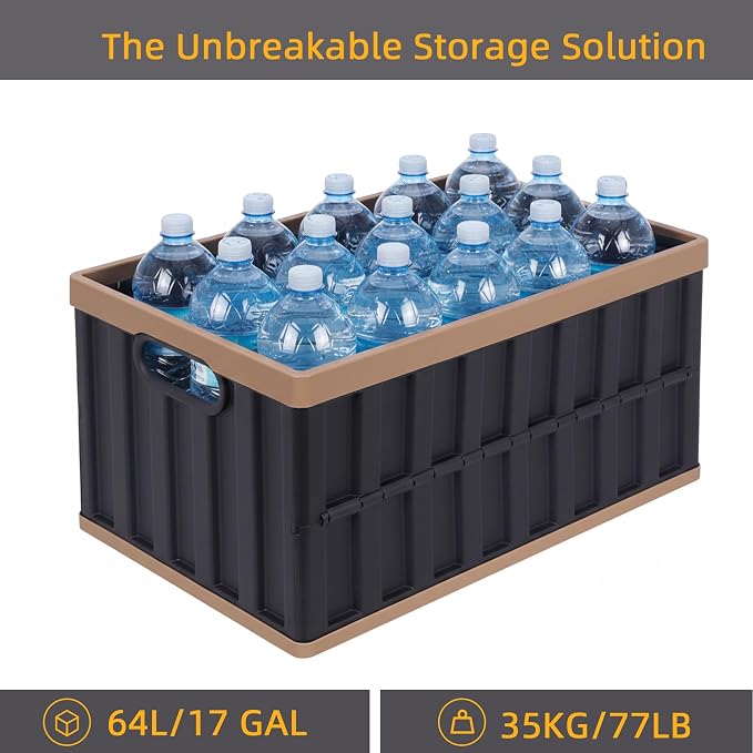 Citylife 64L Collapsible Storage Bins with Lids Plastic Storage Containers for Organizing Stackable Storage BoxLarge Heavy Duty Utility Crates, 4 Packs - Image 3