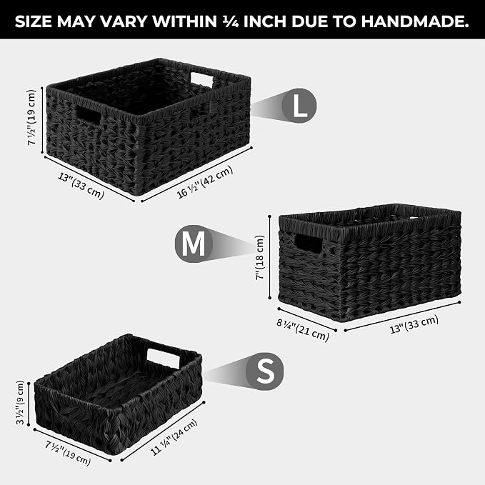 GRANNY SAYS Storage Basket for Organizing, Wicker Storage Basket for Shelf, Large Wicker Baskets for Organization, Decorative Baskets for Living Room and Entryway, 1-Pack - Image 2