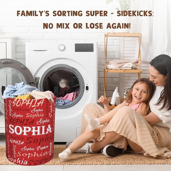 Custom Name Laundry Hamper, Personalized Laundry Basket with Name for Baby Boys Girls, Customized Collapsible Dirty Clothes Hamper Storage with Handles for Bedroom Bathroom Dorm Room Decor - Image 5