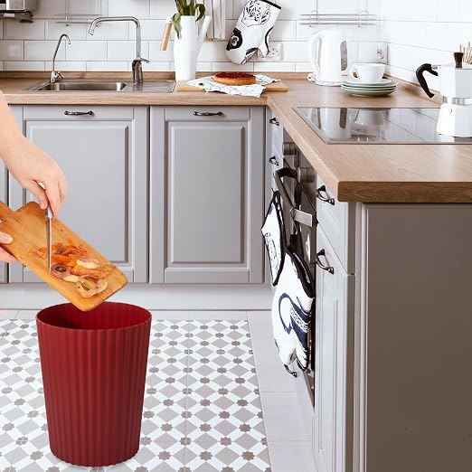 JiatuA Small Trash Can Plastic Wastebasket Round Garbage Container Bin for Bathroom, Kitchen, Bedroom, Home Office, College Dorm, Dark Red - Image 6