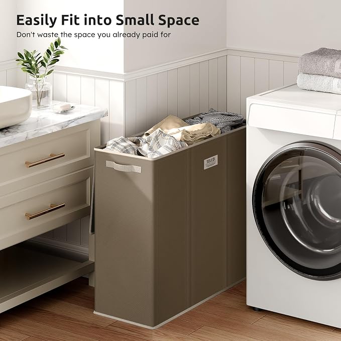 SOLEDI 180L 3-Section Laundry Hamper with Lid, Extra Large Dirty Clothes Basket with Sturdy Handles for Laundry Room & Bedroom - Durable Organizer for Sorting Laundry - Image 5