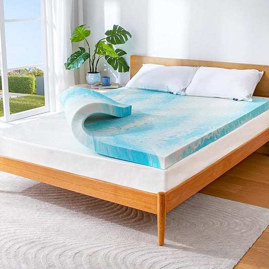 Marsail Mattress Topper Queen, 3-inch Gel Memory Foam, Bed Topper for Queen Size Bed, Soft for Sleeper Sofa, RV, Camper,Made with CertiPUR-US® Certified Foam