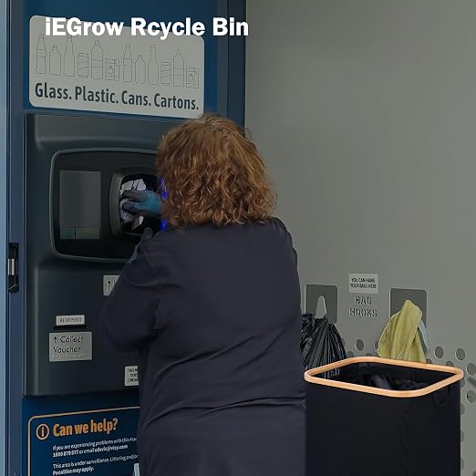 iEGrow 29 Gallons Recycling Bins for Kitchen, Indoor Recycle Bins with Lid, 110L Large Recycle bin with 2 Removeable Reusable Inner Bags, for Bottles Cans Glass Plastice Cartons(Black) - Image 7