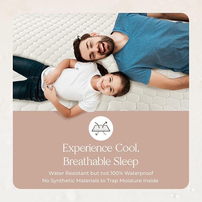 100% Cotton Organic Mattress Pad - Breathable & Cooling Mattress Protector Full Size - Premium 300GSM Quilted and Machine Washable - Fairtrade & GOTS Certified Bed Protector (White, Full)