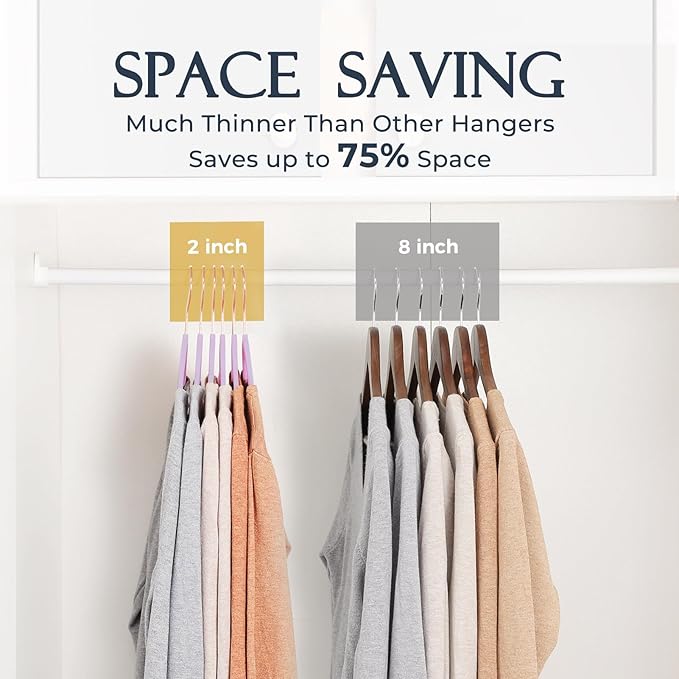 HOUSE DAY Velvet Hangers 30 Pack, Premium Non-Slip Felt Hangers, Sturdy Lt-Purple Clothes Hanger Heavy Duty, Space Saving Durable Suit Coat Hanger, 360° Rotating Rose Gold Hook - Image 4