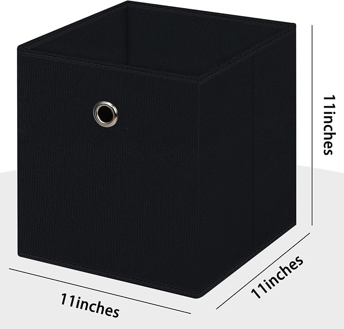 Foldable Storage Cubes Bins ,11 Inch Cloth Storage Cube Fabric Storage Box Cubes Organizer Baskets with Handles for Home Organizer Set of 12 (Black) - Image 2
