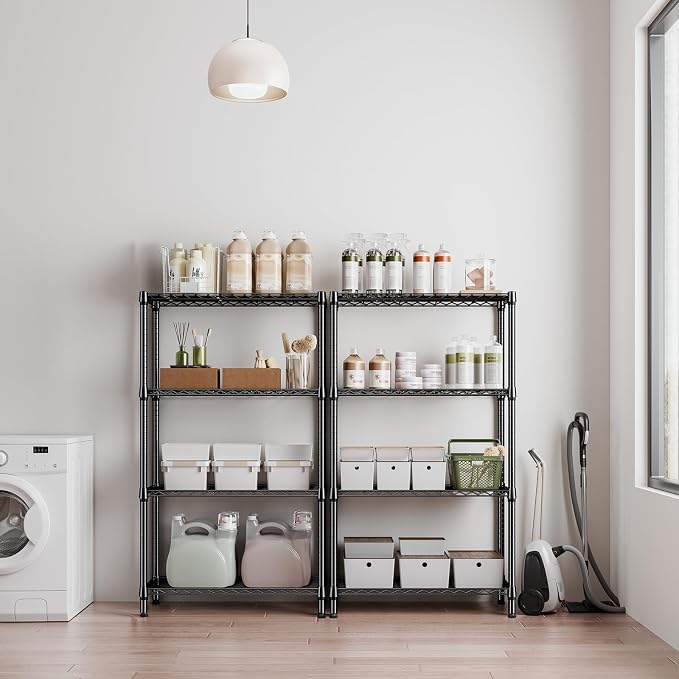M MZG 1000 lbs 4 Tier Shelf Metal Storage Shelves Shelving Wire Rack Heavy Duty Closet Organizers for Garage Kitchen Bathroom Laundry Black 15.7" D x 33.5" W x 59.5" H - Image 4