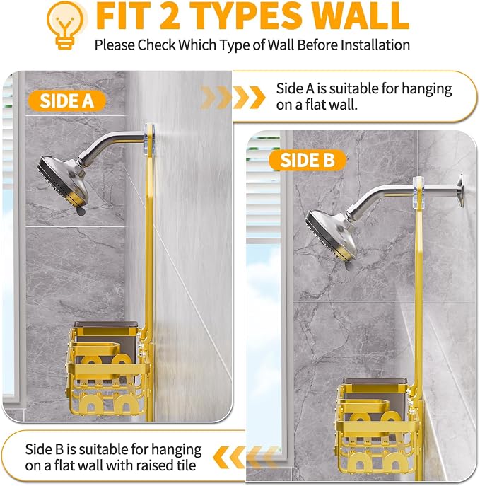 GAOKASE Aluminum Shower Caddy Hanging, Never Rust Shower Organizer- 4 Levels with adjustable Height 10 Hooks for Razor/Sponge - Rack with Soap Basket (Gold) - Image 7