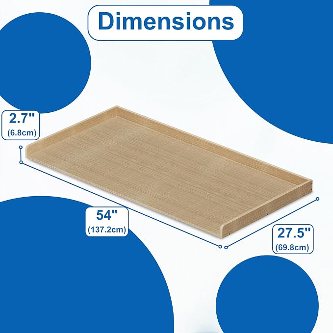 efluky Washer Dryer Countertop, Wood Countertop with Edge Rails for Laundry Room Organization and Storage, Washer Dryer Topper for Laundry Room, 27.5" x 54" Oak - Image 2