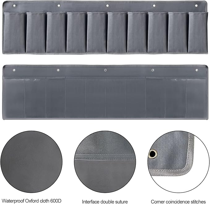 RVZONE RV Shoe Pockets 10 Pockets Heavy Hanging Bedside Storage Organizer with Sturdy Hooks Storage Pockets Hangs on bed for Shoes Toys and Tool Accessories - Image 6