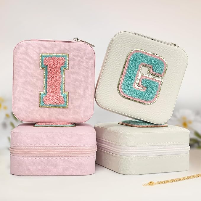 SANDJEST Personalized Jewelry Box, Pink Travel Jewelry Box with Initial I, Small Monogrammed Jewelry Case Organizer for Girls Women Teen Kids, Mini Travel Essentials Gifts for Birthday Christmas - Image 4