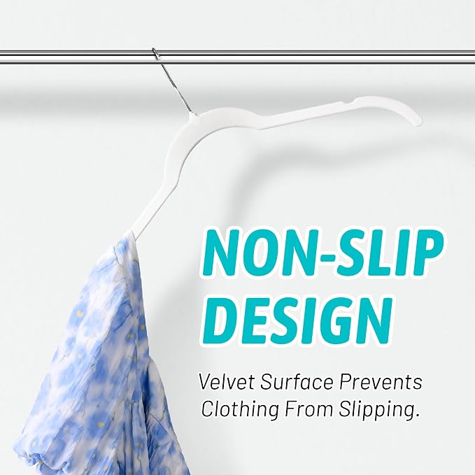 Sishynio Premium Velvet Shirt Hangers 30 Pack, Non-Slip 360° Swivel Hook Slim Felt Hanger, Space Saving Flocked Hangers for Tank Tops, Blouses, Strappy Dresses(White) - Image 5