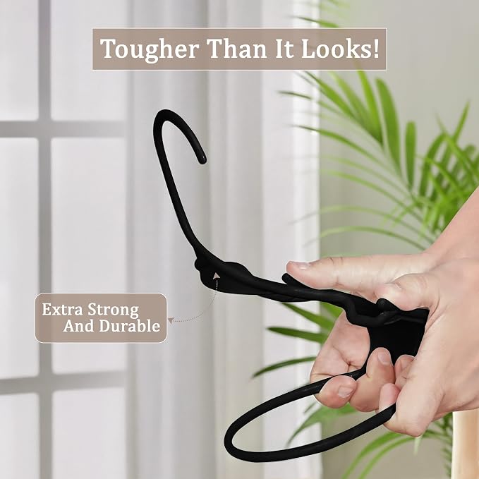 Utopia Home Plastic Hangers 50 Pack, Space-Saving Clothes Hangers with Non-Slip Shoulder Grooves for Strappy Clothes, Ideal for Home Closet Organization and Warddrobe Solutions (Black) - Image 3