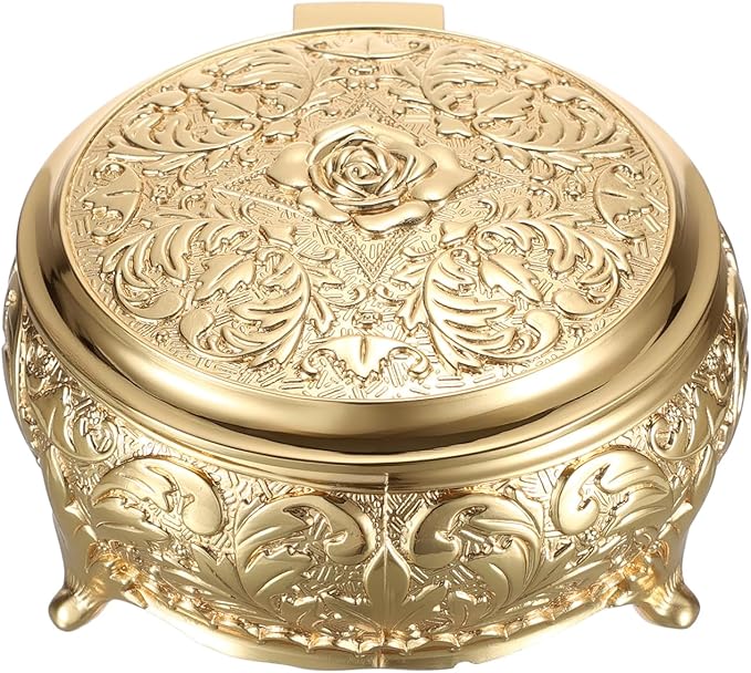 Hipiwe Vintage Metal Jewelry Box Different Shape- Small Antique Ring Earrings Necklace Storage Organizer Case Metal Treasure Chest Trinket Keepsake Gift Box by Hipiwe