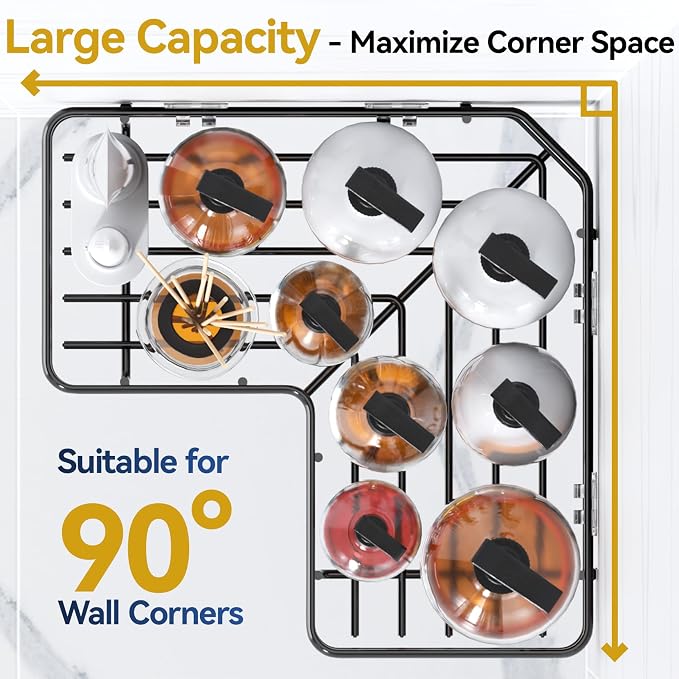 YASONIC Corner Shower Caddy 2 Pack, No Drill Adhesive Shower Storage Shelves, Rustproof Stainless Steel Wall Mounted Bathroom Organizer Shelf with 2 Removable Hooks for Dorm & Renters, Black - Image 3