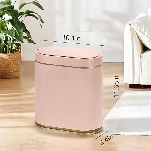 SYNCVIBE Bathroom Sensor Trash Can with Lid Automatic 2 Gallon Motion Sensor Garbage Bin, 7.5 Liter Slim Waterproof Plastic Wastebasket, Bathroom Decor for Bedroom, Office, Living Room, Pink - Image 2