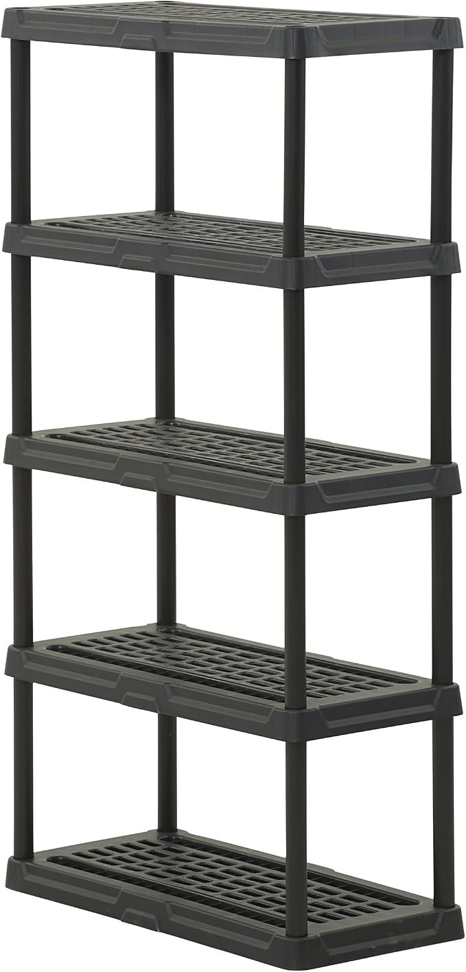 CENTREX CX 5-Tier (72”H x 36”W x 18”D) Plastic Storage Shelving Unit (Black), Heavy Duty, 150lbs Per Shelf Capacity, Indoor/Outdoor Storage and Organization in Home, Garage, Office with Easy Assembly by Unknown